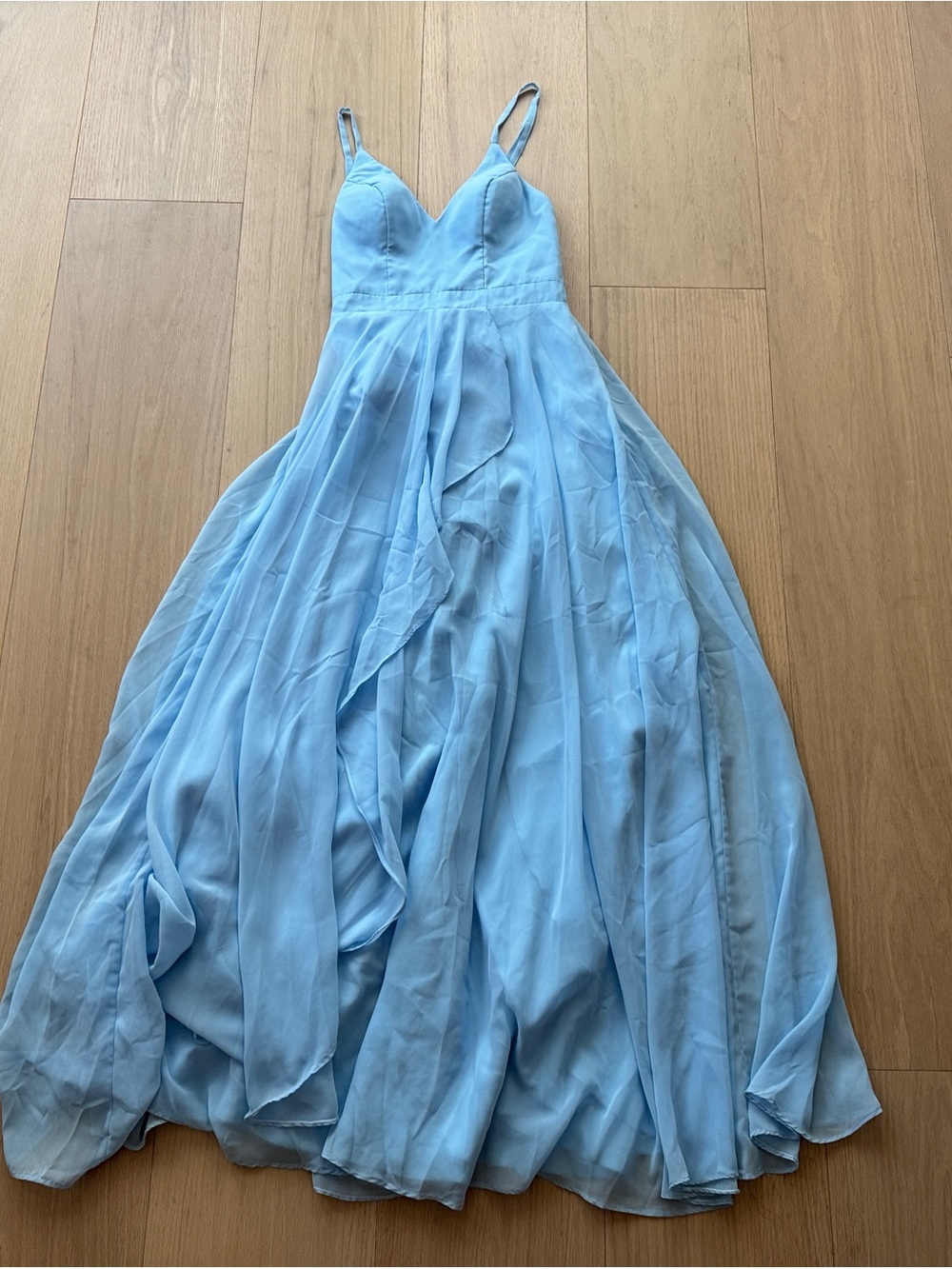 Faviana Light Blue Chiffon Evening Gown